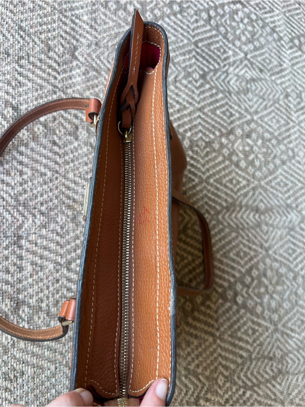 Dooney & Bourke Cognac Pebbled Leather Tote Shoulder Bag - Picture 7 of 12